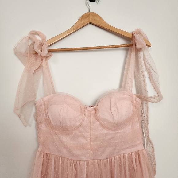 Vici Frances Tulle Polka Dot Midi Dress - BLUSH PINK - Picture 13 of 16